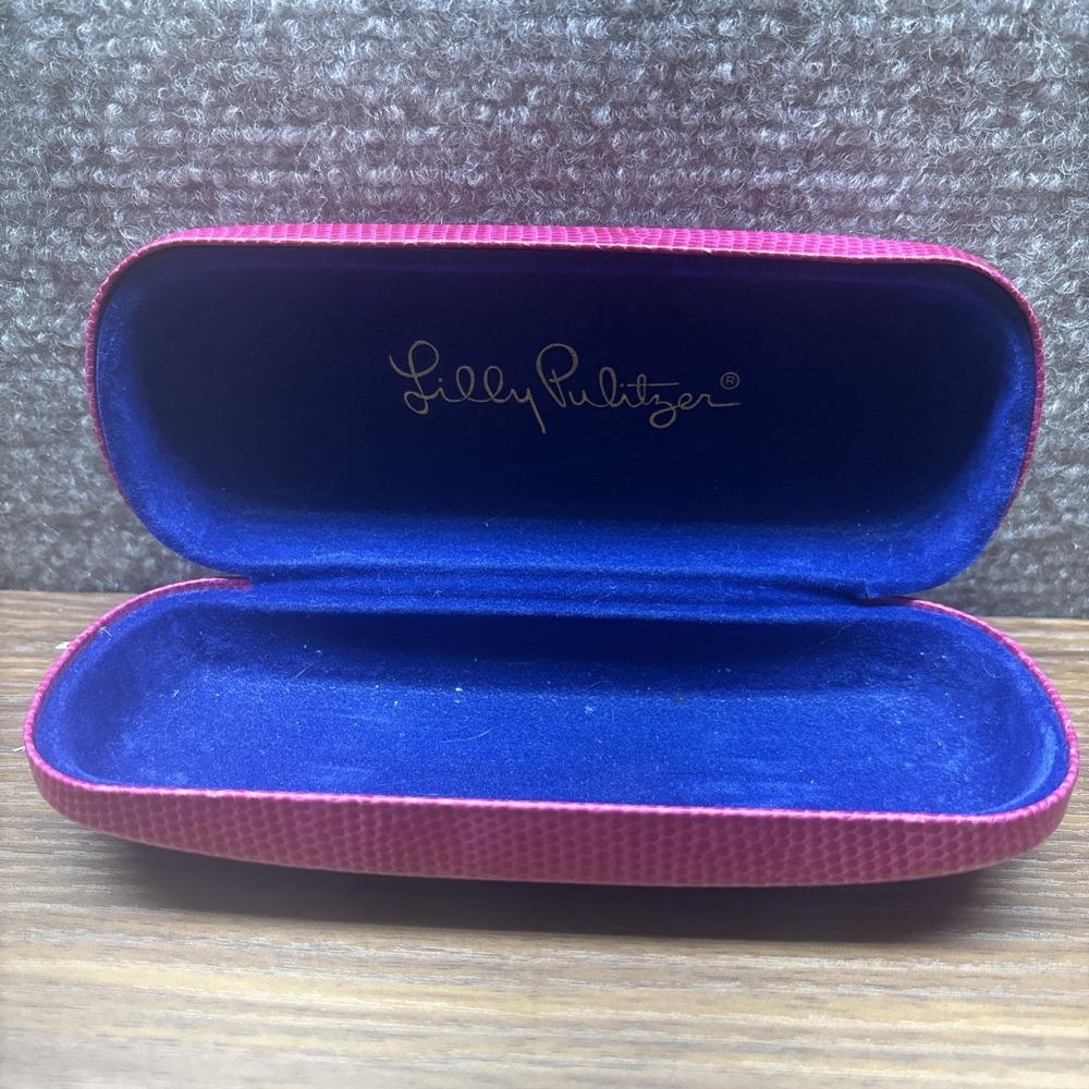 Women's Lilly Pulitzer Hot Pink Faux Alligator Clamshell Hard Eyeglass Case
